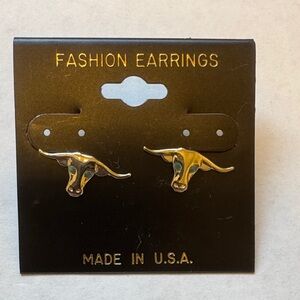 Silver & Blue Bull Pierced Fashion Earrings